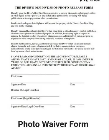Photowaiver - Divers Den Dive Shop