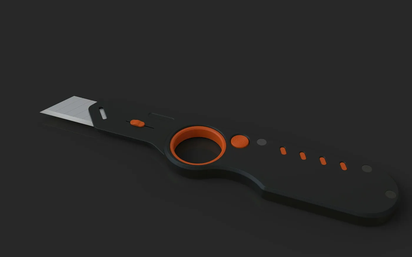 A hooked line-cutting tool with a recessed blade