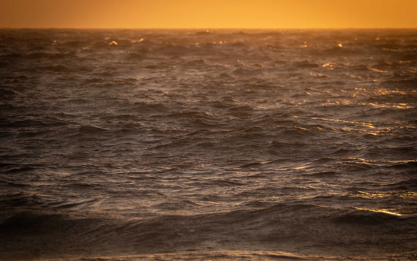 Last light over open water at dusk